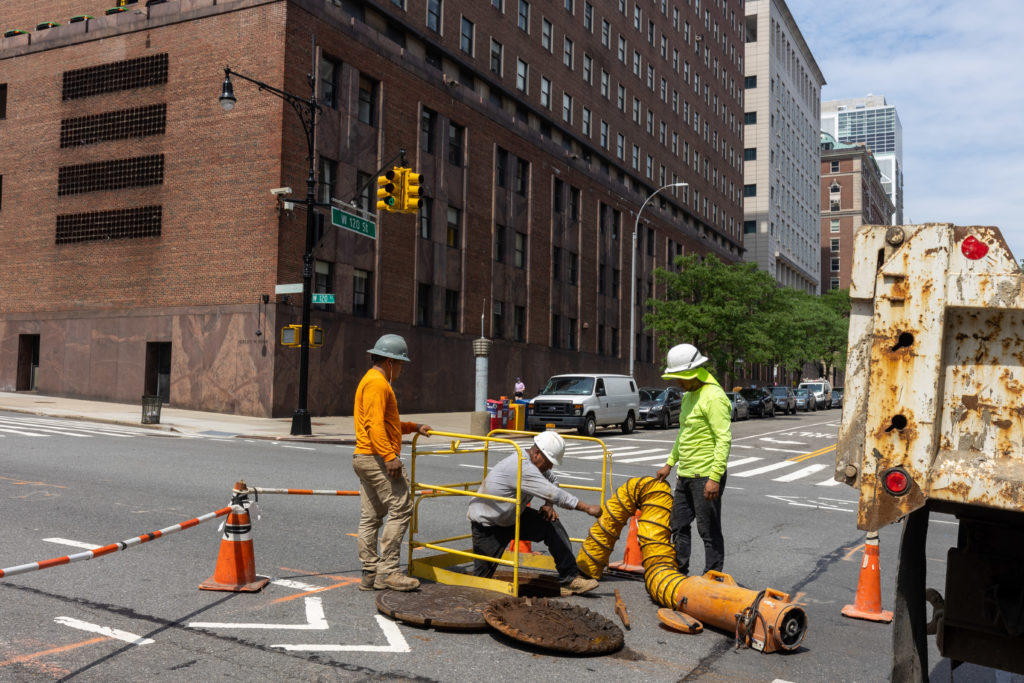 Street view of NYC showing cables